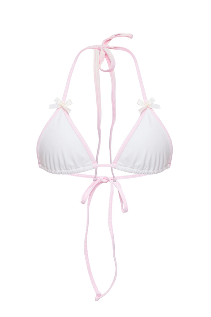 топ Flower White Underveil — білосніжний з ніжно-рожевим кантом та витонченими білими бантиками з біфлексу